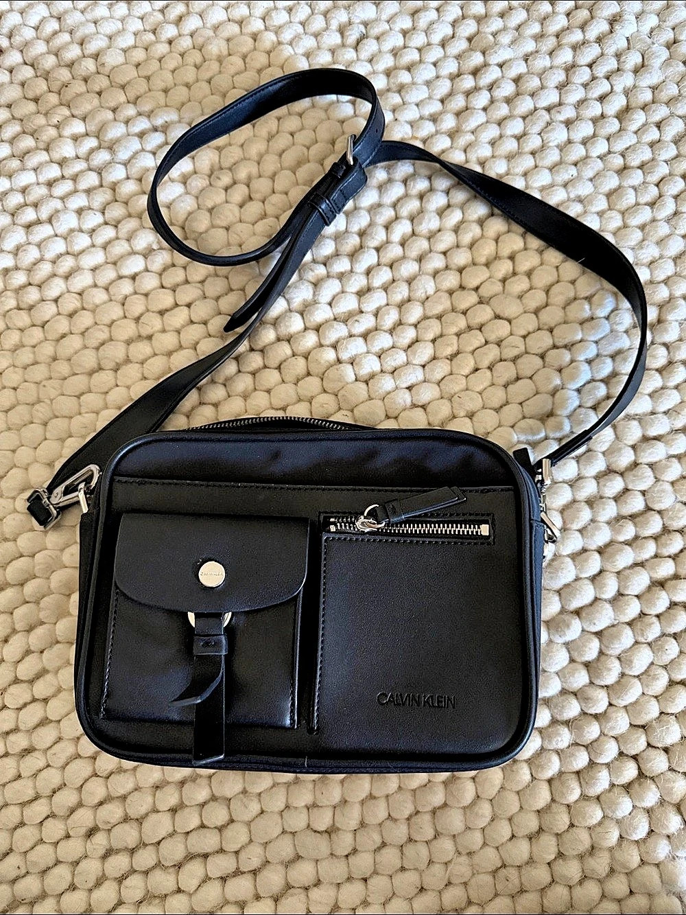 Calvin Klein Nylon Multi-Pocket Crossbody Bag Black